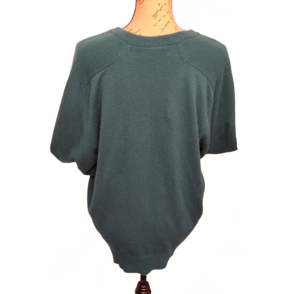 Vintage 90s Clan Douglas Womens 100% Cashmere Sweater XL Teal Old Money Heritage - Picture 5 of 7